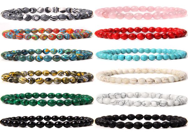 

6mm strand natural stone round beads bracelet fashion classic elastic crystal bangle bracelets handmade chakra treatment je8487069, Black