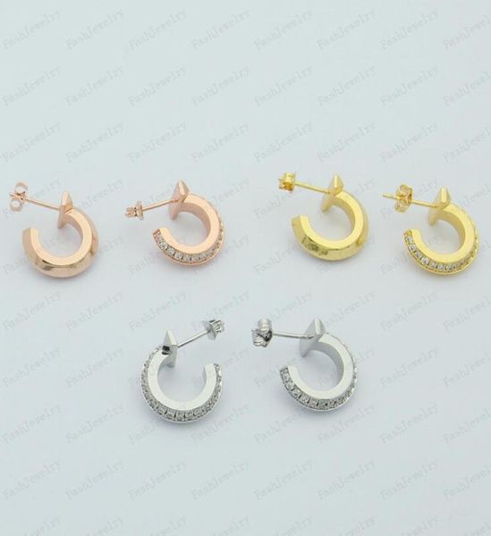 

luxury c shape circle half diamond earrings designer pendant fashion stainless steel necklace couple christmas gift with original 5724950, Silver