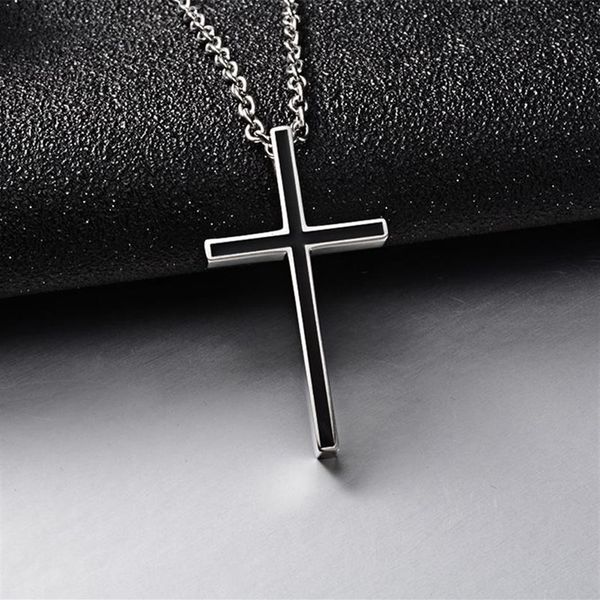 

cross necklace women black pendant stainless steel fashion necklaces jewelry on the neck hip hop rock gifts for male262a, Silver