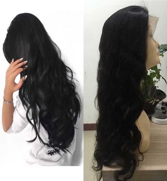 

body wave frontal lace wigs pre plucked natural hairline 150 density real peruvian human hair wigs for women natural color can be4153733, Black