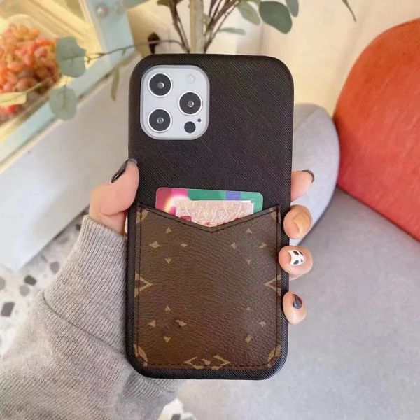 

Designers Phone Cases for IPhone 14 13 Pro Max 12 Mini 11 Xs XR Plus Fashion Letter Print Leather Back Cover Case Bags Pink CellPhone Shell With, Black