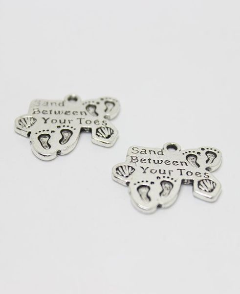 

30pcs24x20mm footprints charm antique silver tone sand between your toes charm pendant1569672, Bronze;silver