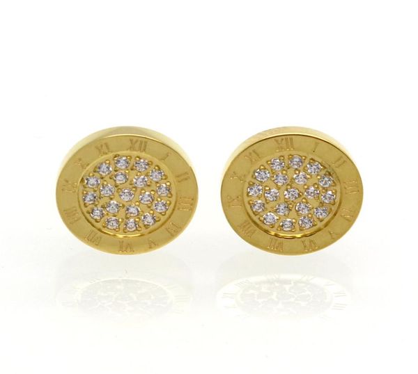 

fashion brand titanium steel roman heart love earrings for woman jewelry gold plated 10mm wide for woman gift8710785, Golden;silver