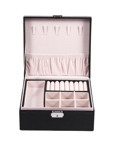 

double storage box can put ring necklace earrings jewelry pu storage box glasses watch display2016633, Pink;blue