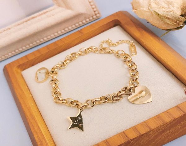 

designer bracelets women star bangle wristband cuff chain designer letter jewelry 18k gold plated stainless steel wedding lovers g3109501, Black