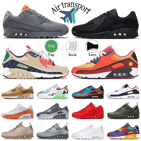 

90 90s mens running shoes triple black and white unc usa rose pink valentines day lahar escape smoke grey pale ivory camowabb men women trai