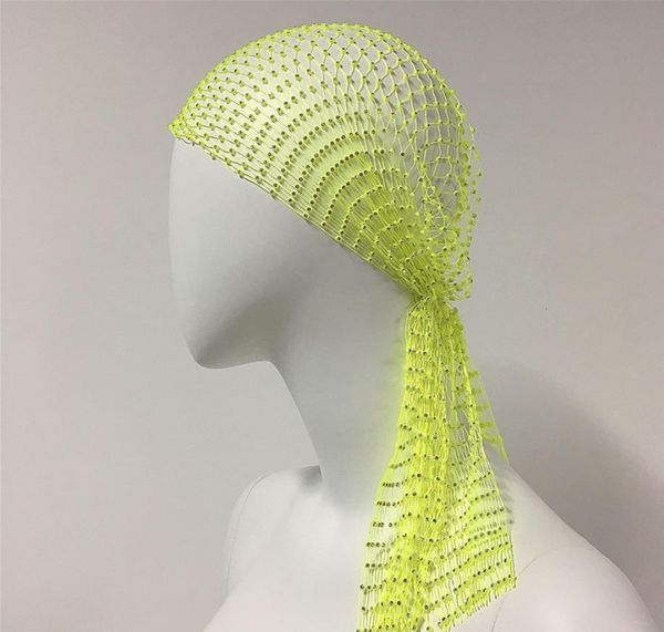 

bandanas durag mesh belly dance cap rave party decoration head wrap nightclub crystal fishnet turban kerchiefs 20pcslot 230717, Blue;gray