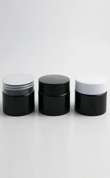

24 x 100g empty black cosmetic cream containers cream jars 100cc 100ml for cosmetics packaging plastic bottles with plastic cap4394582