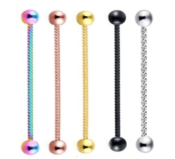 

14g stainless steel screw industrial barbell earring tragus helix piercing cartilage body jewelry for woman man9025143, Silver
