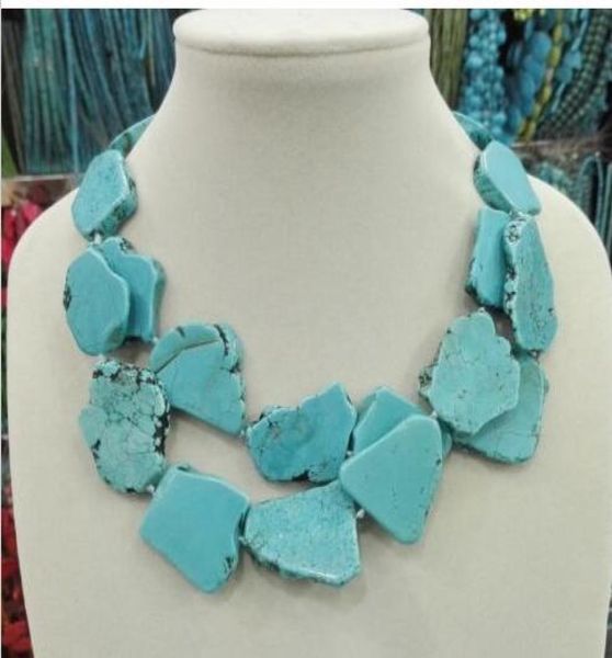 

new arrive turquoise slice stone choker necklace handmade woman gift 2 layer3543608, Black