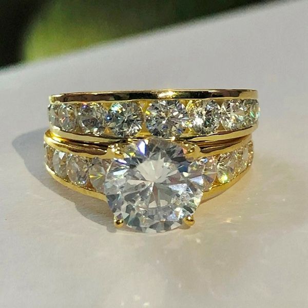 

wedding rings fashion round cut white cubic zirconia cz stone engagement set for women luxury band jewelry gift 230718, Slivery;golden