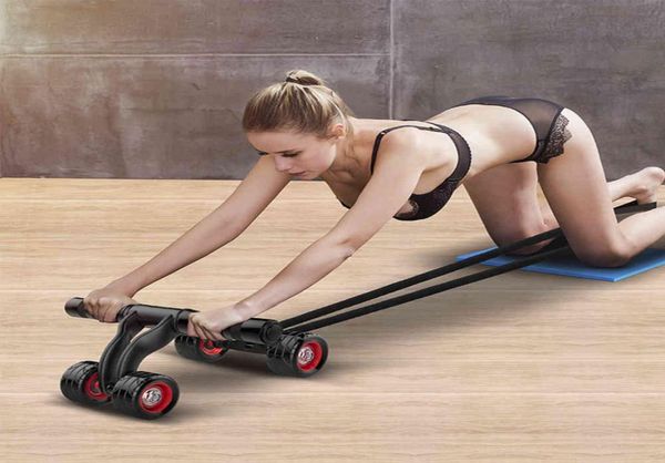 

pull rope resistance band for ab wheel 4wheel abdominal roller muscle trainer home fitness ab rollers workout8784052