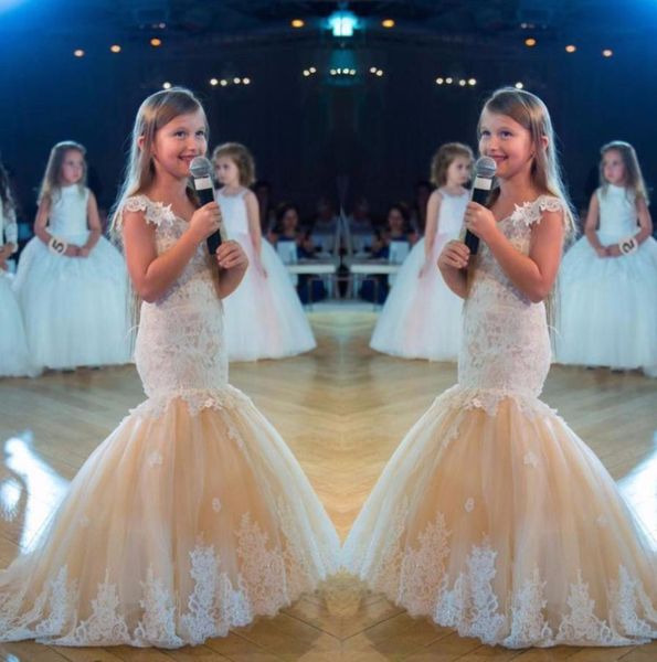 

mermaid girls pageant dresses for teens 2017 new white lace appliques champagne tulle flower girl dress formal kids prom party gow5728900, White;red