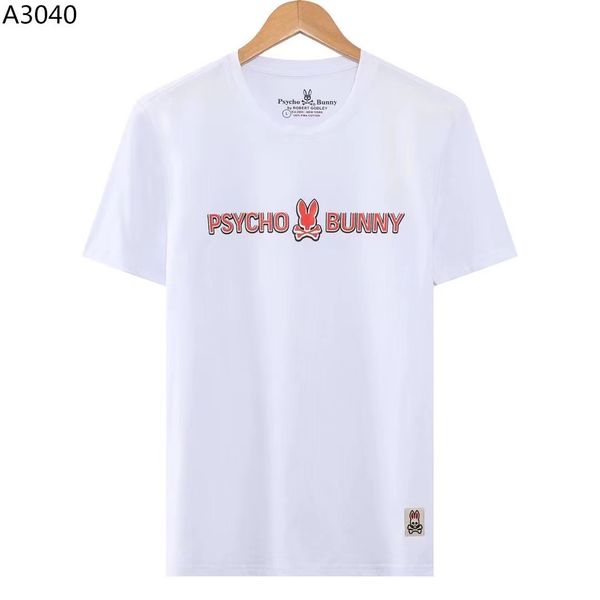 

psycho bunny mens t shirt summer fashion rabbit print short sleeve casual polos breathable brand top, White;black