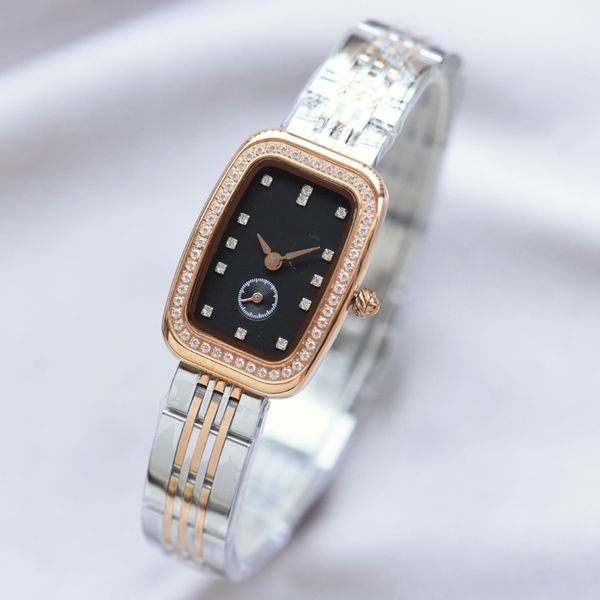 

ladies watch stainless steel case inlaid with imported crystal diamond imported quartz precision japanese quartz movement girls gift, Slivery;golden