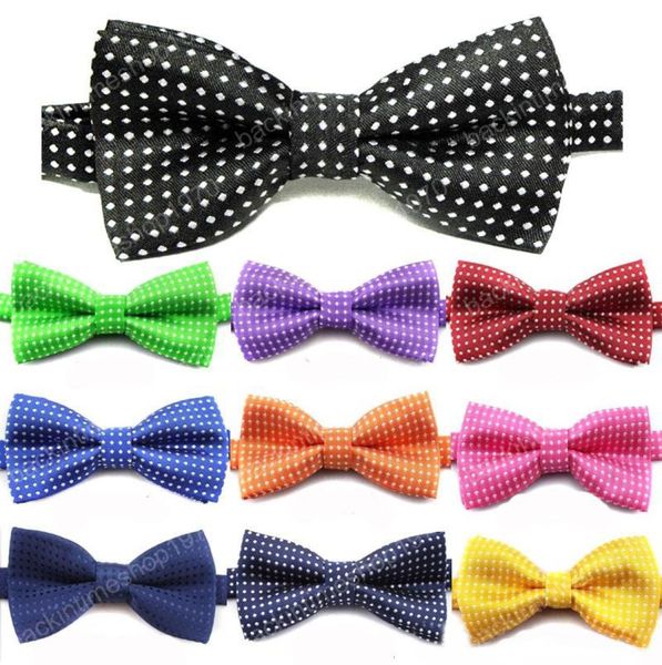 

children kids wedding party bow tie girls boys formal tuxedo polka dots bow tie 17 colors necktie christmas baby gift6115202, Red;brown