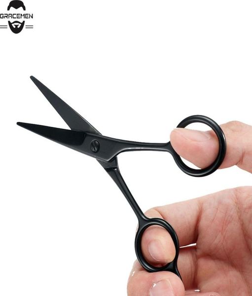 

moq 100 pcs customized logo black scissors for beard moustache whiskers goatee and hairs stainless steel grooming tool5540727