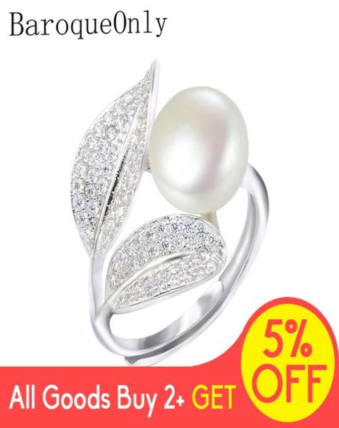 

baroqueonly romantic and shiny leaf ring 910mm white pink blue purple freshwater pearl ring mother039s day gift for woman8599101, Golden;silver