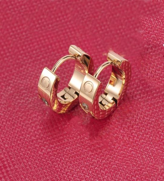 

2022 stainless steel love earrings stud gold silver rose for women jewelry with red pouch8708020, Golden;silver