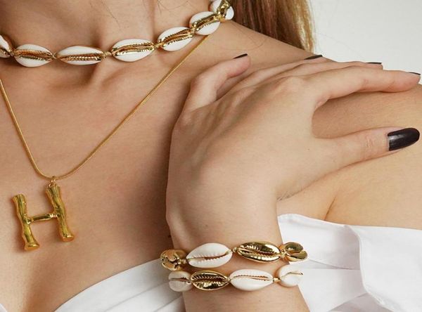 

fashion puka gold cowrie sea shell choker necklace for women girl set bohemian seashell beach summer rope jewelry gift5505505, Golden;silver