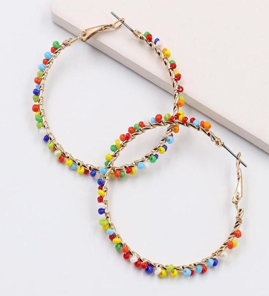 

fashion big circle hoop earring handmade beads loop huggie earings for women party creole jewelry pendientes aretes brinco femme8319602, Golden;silver