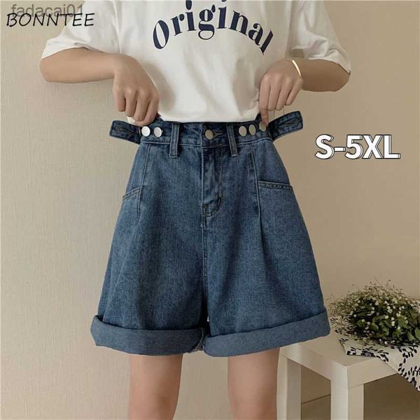 

denim shorts women simple s5xl pockets highwaist leisure allmatch clothing vintage loose preppy holiday stylish new arrival l230621, White;black