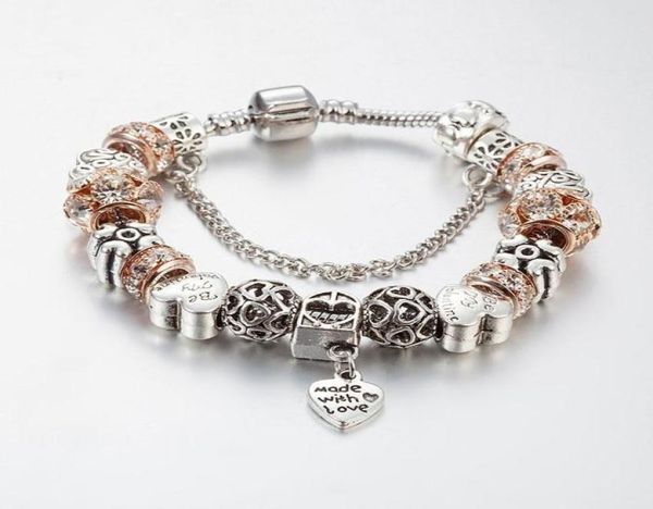 

charm bracelets heart with beige beads bracelet bangles for fashion jewelry9676610, Golden;silver