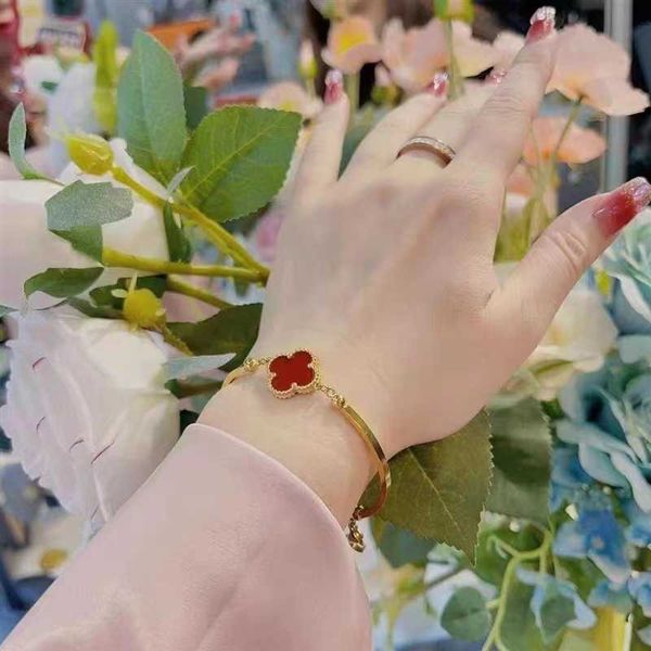 

classic designer jewelry four leaf clover charm bracelets bangle chain 18k gold agate shell mother of pearl for women&girl wedding mother&#0, Golden;silver