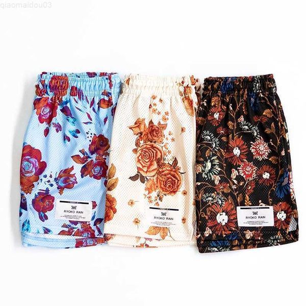 

men's shorts 2023 basic shorts men fitness beach shorts basketball training pants street trend oil painting style mesh breathable men s, White;black