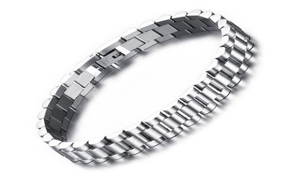 

87quot men039s stainless steel 10mm silver watch band link chain bracelet classic6413290, Black