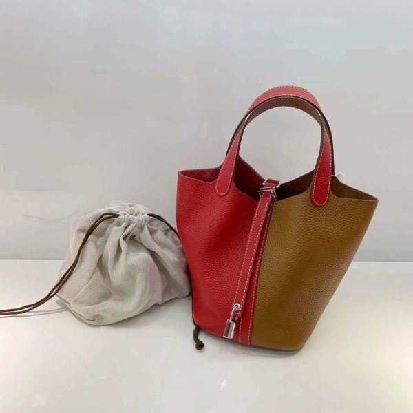 

leather h ermes picotin lock bags for sale litchi patterned layer cowhide vegetable basket bag 2023 new genuine leather womens handbag fas w
