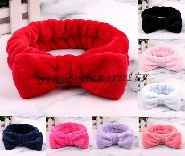

coral fleece bath hairbands wash face headband elastic hair bands bow girls makeup soft headbands head hair accessories 20214500401, Silver