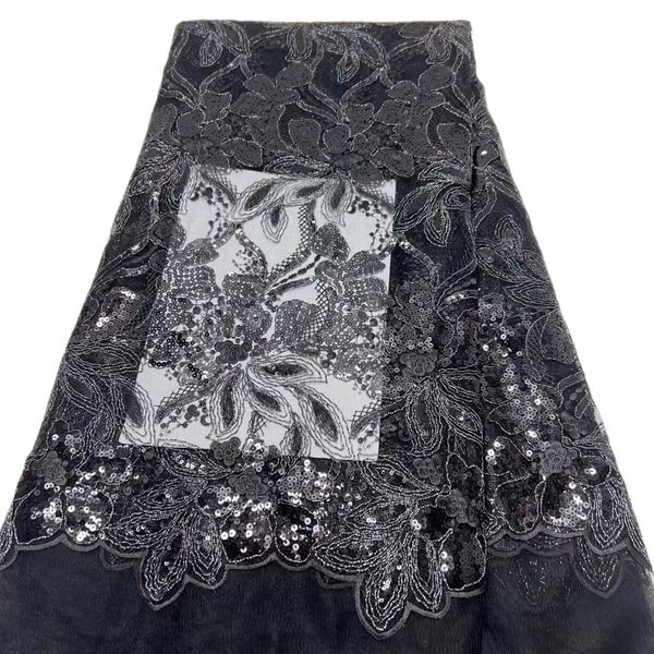 

net cloth lace fabric tulle new arrivals french lace 5 yards women gown net cloth sewing daily 2023 fashionable elegant design occasion chic, Black;white
