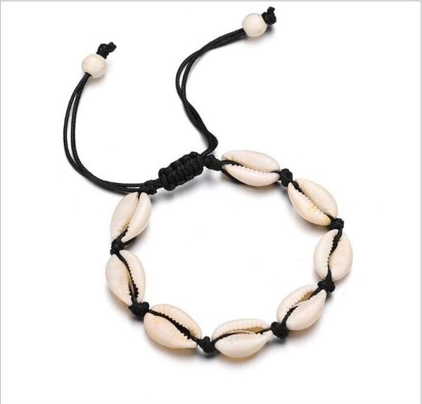 

shell charm bracelets bohemian handmade seashell adjustable braided rope bangles women hand knit beaded bracelet beach jewelry 1534094338, Golden;silver