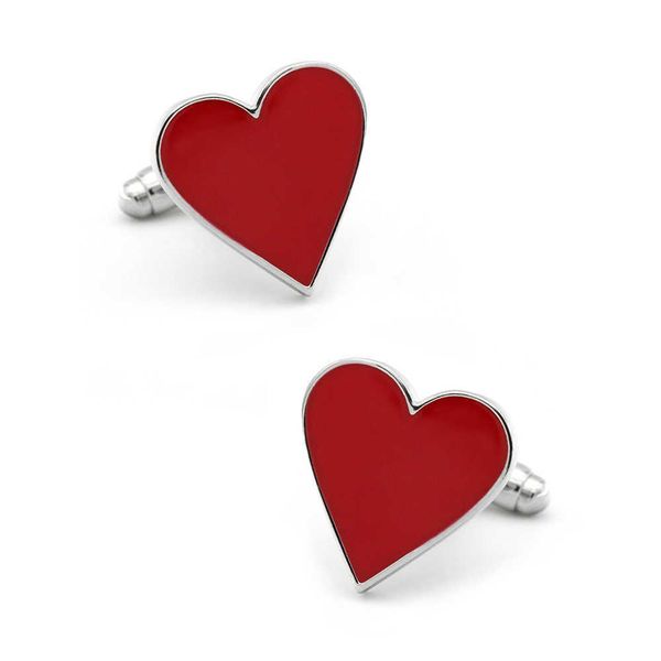 

cuff links lover gift design heart cufflinks for men quality brass material red color cuff links wholesale retail hkd230718, Silver