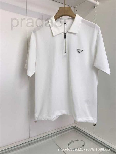 

men's polos designer correct summer triangle zip polo shirt with collar for men and women short sleeve shirts loose casual style 9roy, White;black