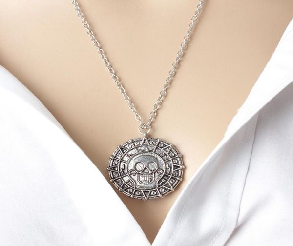 

european and american movie jewelry gold coin men039s skull necklace pendant2783014, Silver