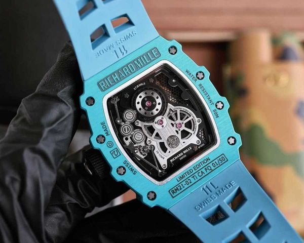 

luxury classical men wrist watches superb rm21-02 watch xfz3 fully automatic mechanical movement sapphire mirror ntpt carbon fiber case with, Slivery;brown