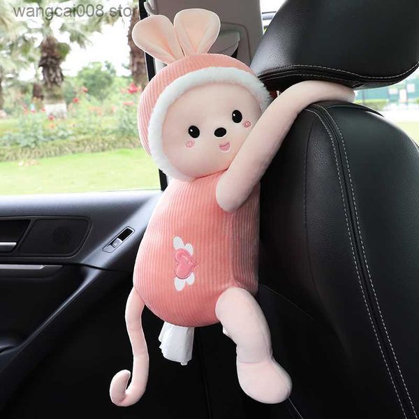 

car tissue box soft car accessories woman creative cute cartoon lovely rabbit short plush tissue box holder for car hanging seat tissue box