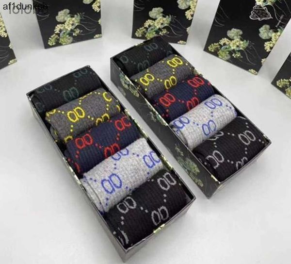 

box ggity designers womens socks set with for men five pair luxe sports winter btkt mesh letter printed sock, Black