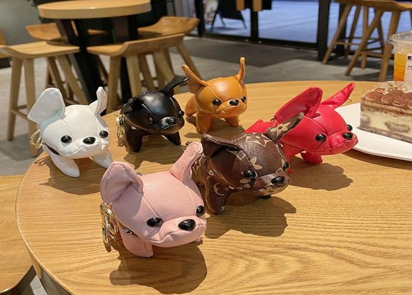 

creative pu bulldog plush key ring cute cartoon dog doll lovers bag pendant small gift7239200, Slivery;golden