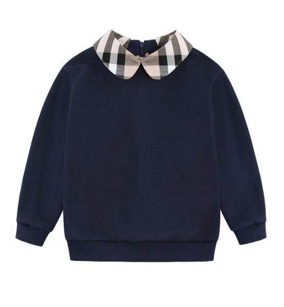 

cute baby boys girls pullover kids sweaters turndown collar children plaid sweatshirt spring autumn children cotton zipper sweate4873444, Blue