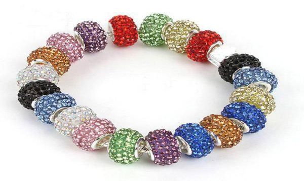 

120pcs 14mm multicolor resin rhinestone beads silver plated core crystal loose beads fit braceles5195724
