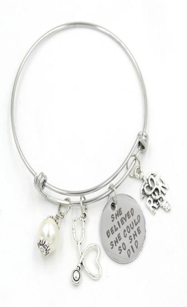 

whole stainless steel adjustable bangle zinc alloy rn nurse nursing graduate bracelets jewelry gifts for nurses5273183, Golden;silver