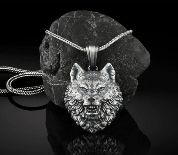 

stainless steel wolf head animal pendant men039s hip hop necklace punk pendant vintage accessories78178962205141, Silver