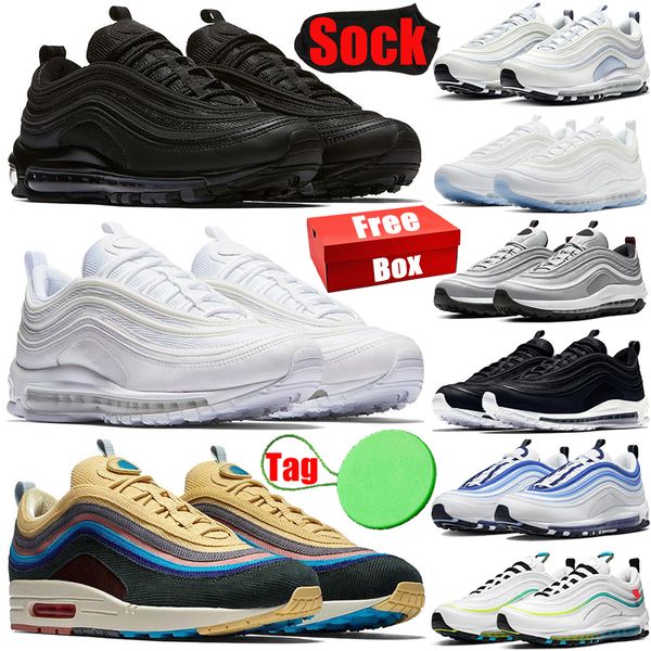 

with box sean wotherspoon 97 97s mens running shoes triple black white shoe mschf x inri jesus gold silver bullet men women trainers sneaker