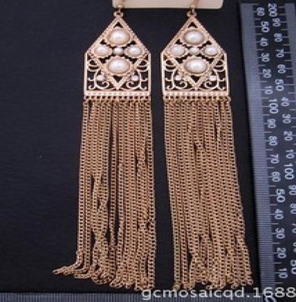

pearl diamond hollow tassels lady039s earings 880123459246356, Silver