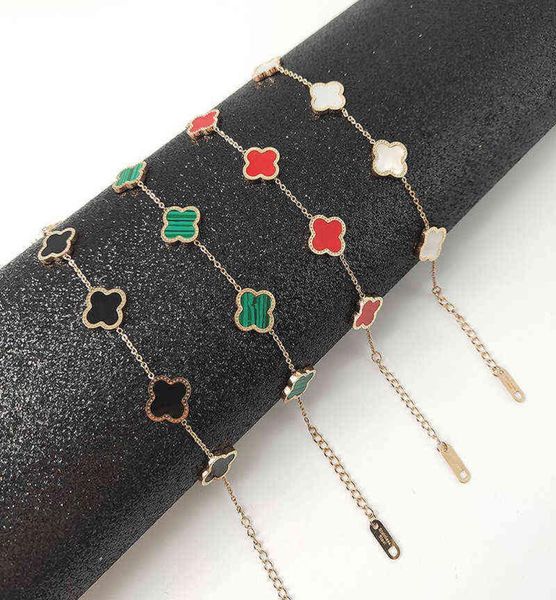 

fashion titanium steel clover bracelet simple highgrade non fading five shell jewelry s for women anime3215541, Black