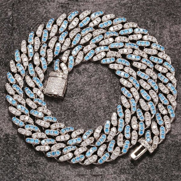 

selling jewelry 8mm single row zircon cuban chain men's and women's simple hip-hop necklace jewelry, Silver