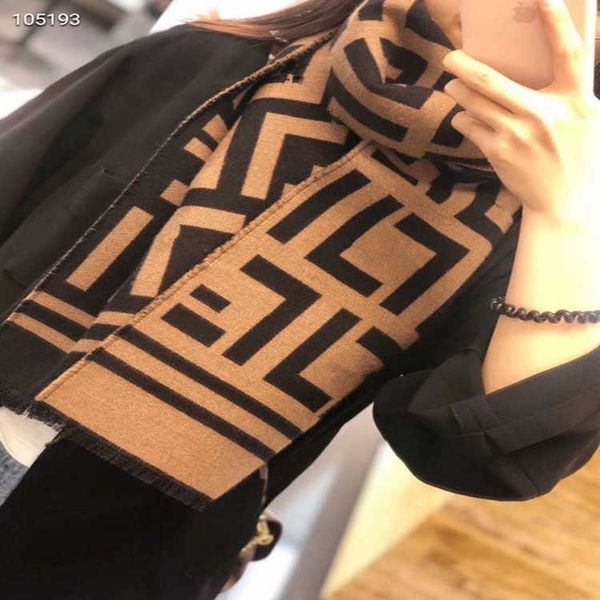 

fd wool autumn and winter ff letter cashmere scarf net red fashion thickened double-sided warm shawl women, Blue;gray